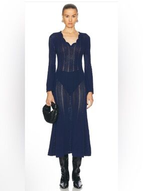 ESCVDO
Nani V Neck Midi Dress in Navy